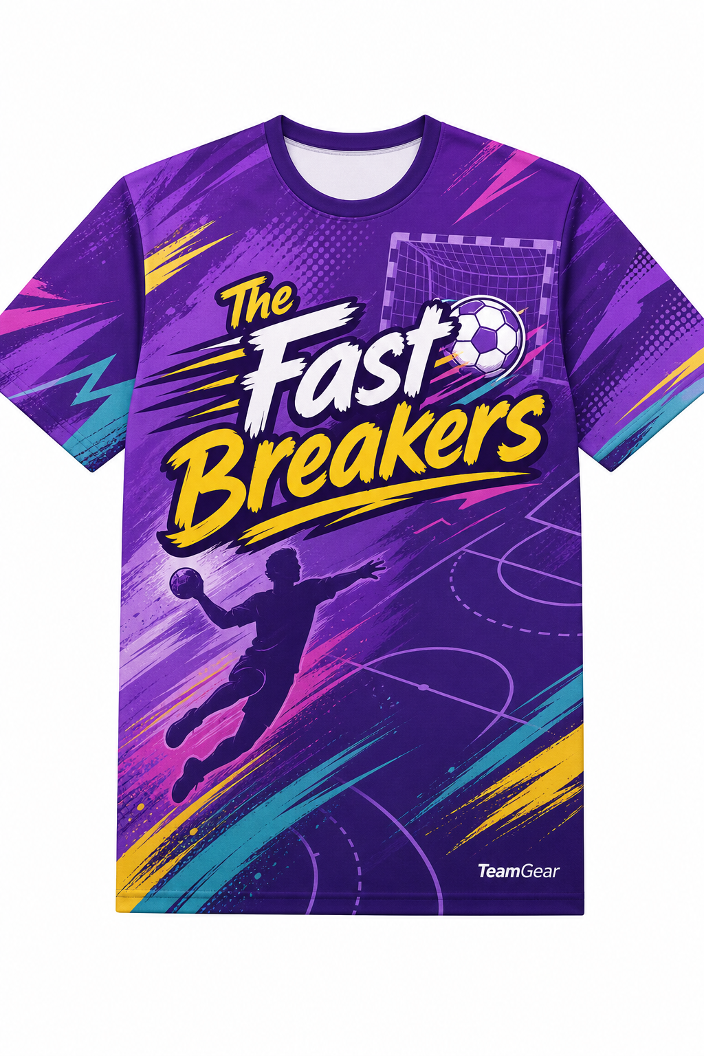 The Fast Breakers Purple Handball Jersey design