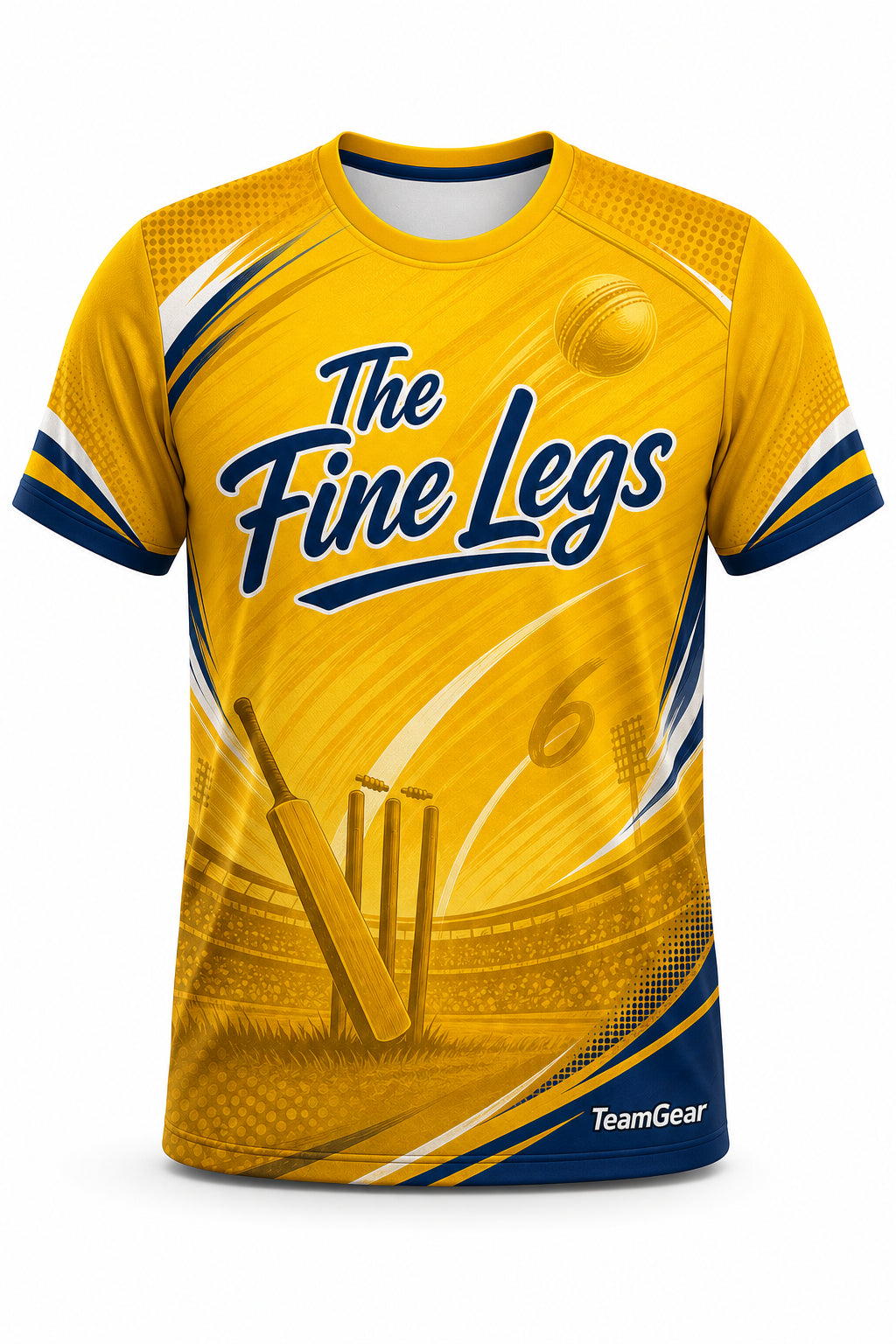 The Fine Legs Gold Cricket Jersey - front and back view