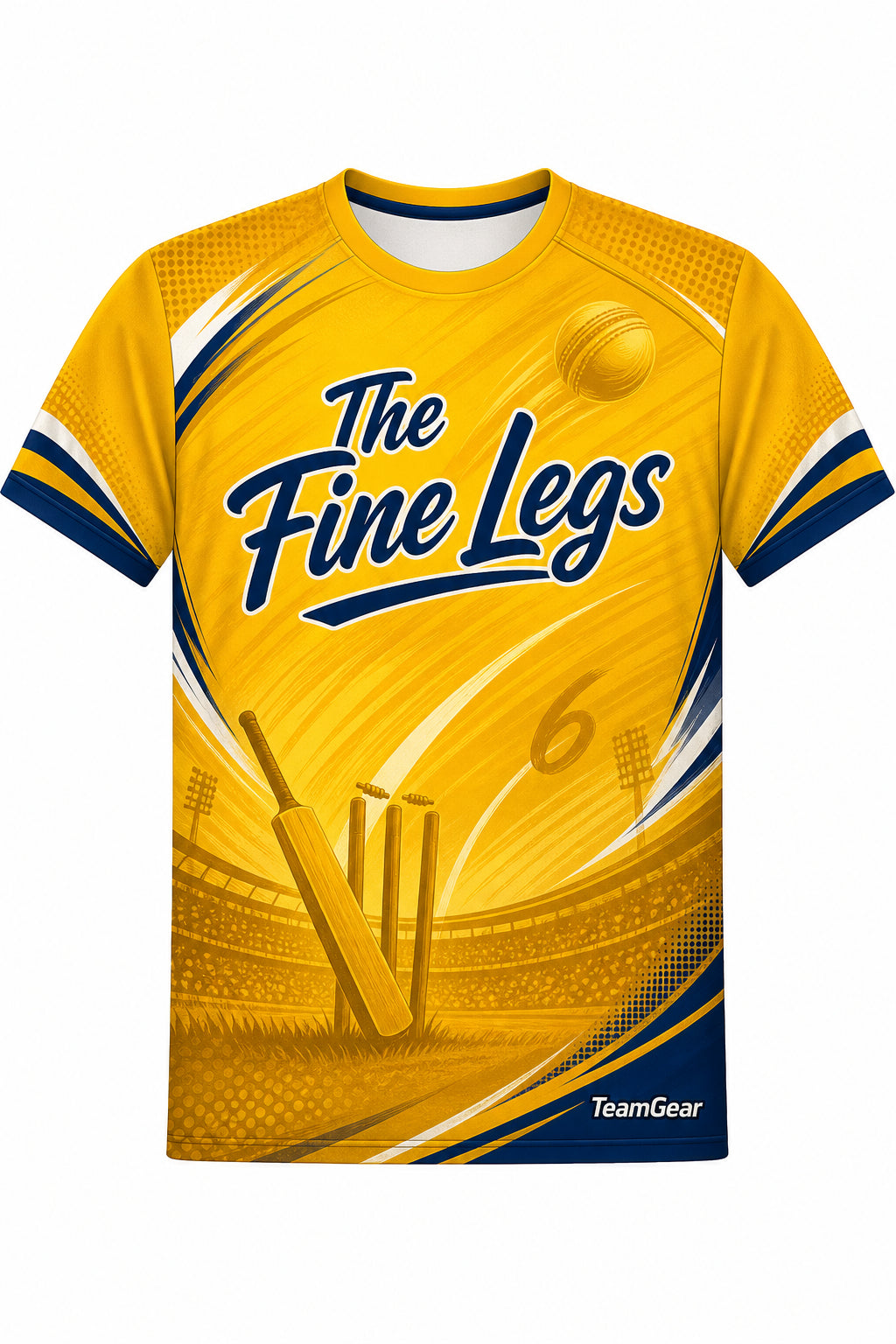 The Fine Legs Gold Cricket Jersey design