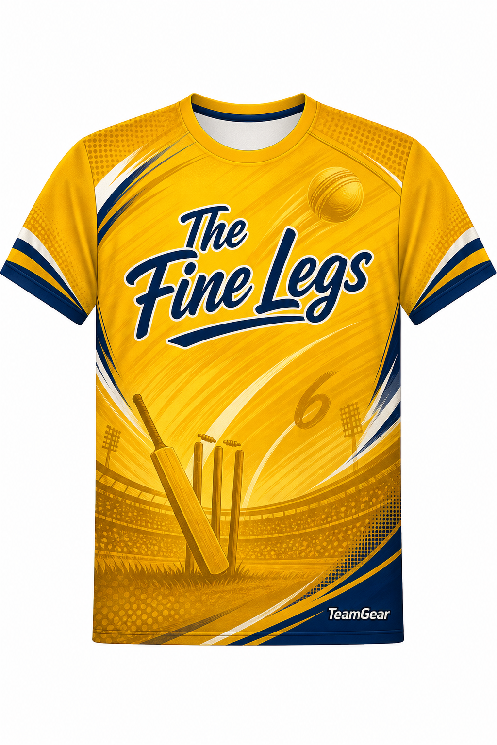 The Fine Legs Gold Cricket Jersey design
