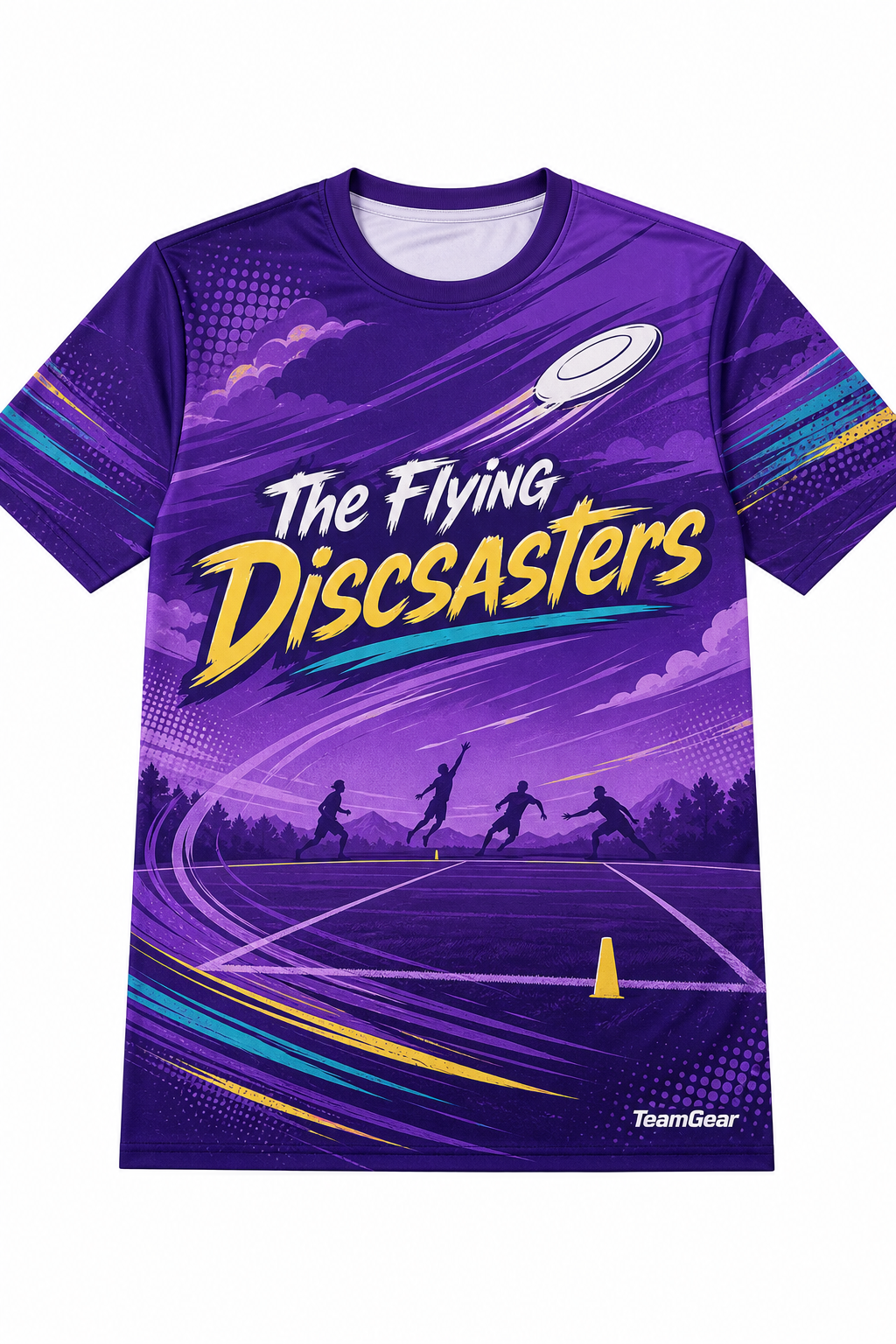 The Flying Discsasters Purple Ultimate Frisbee Jersey design
