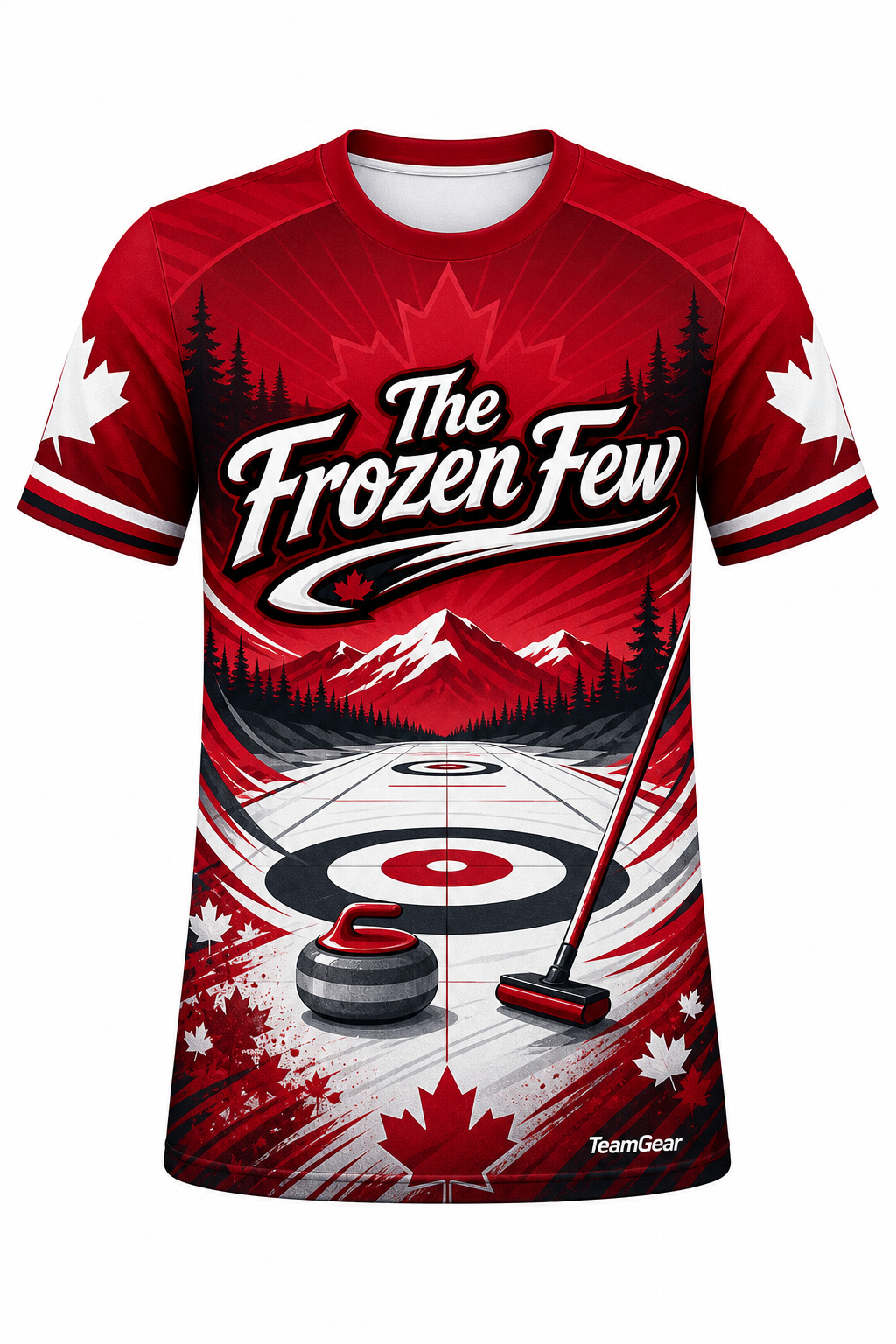 The Frozen Few Crimson Curling Jersey design