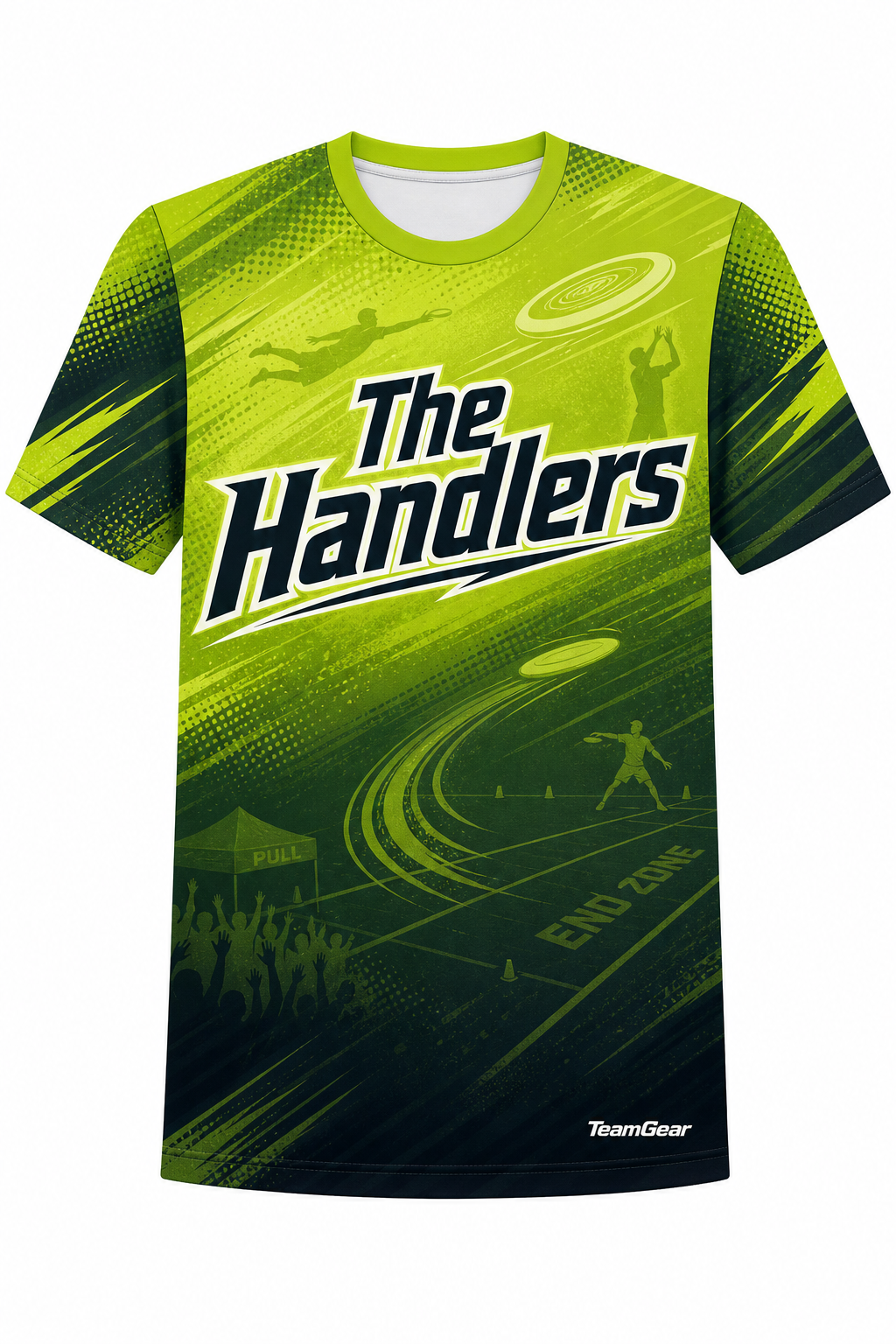 The Handlers Lime Ultimate Frisbee Jersey design