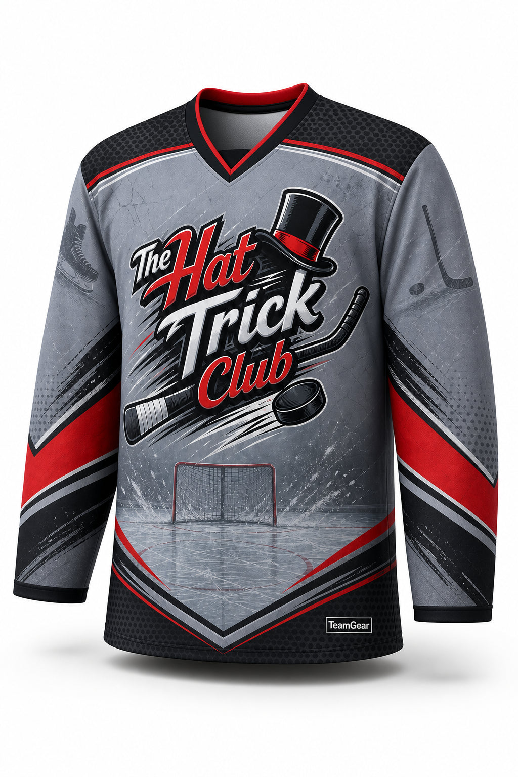 The Hat Trick Club Grey Hockey Jersey - front and back view