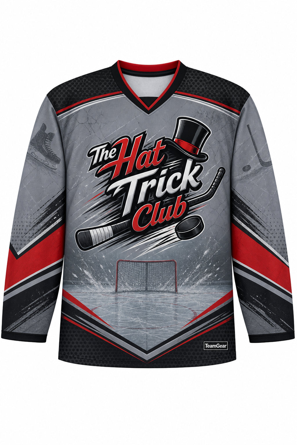 The Hat Trick Club Grey Hockey Jersey design