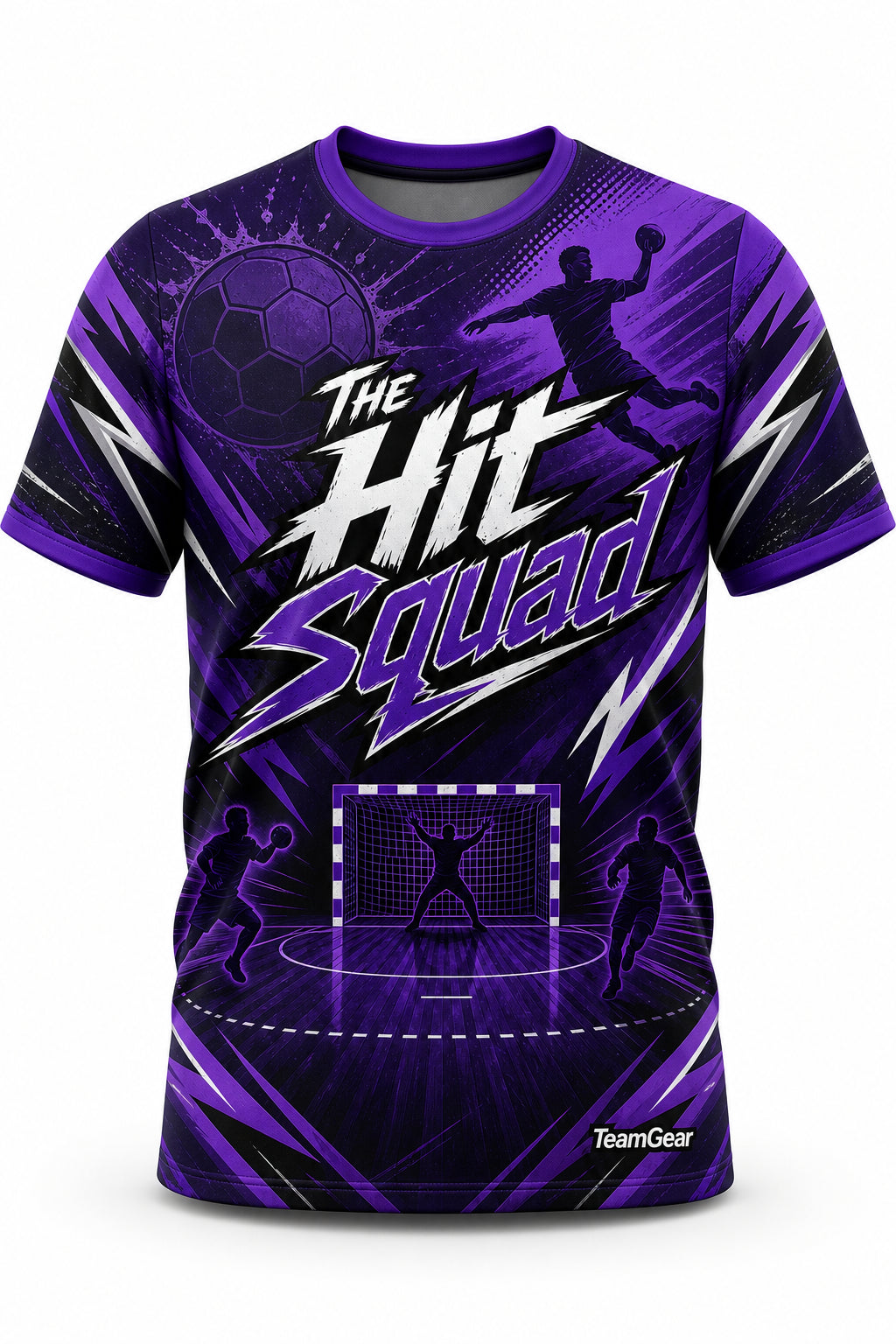 The Hit Squad Purple Handball Jersey - front and back view
