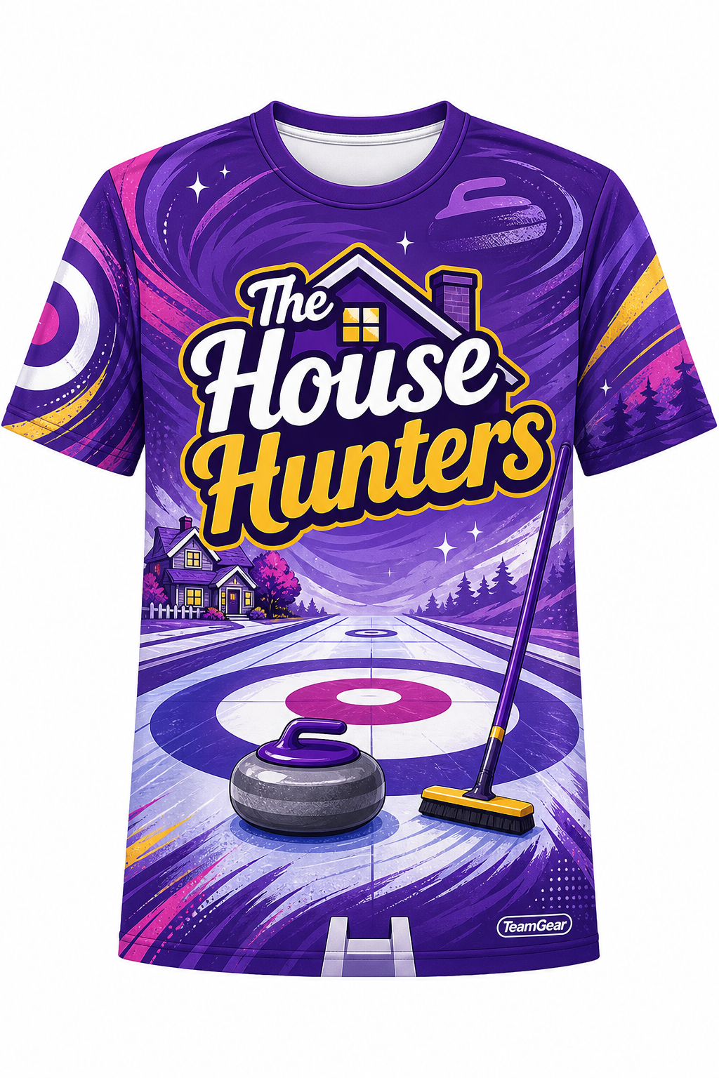 The House Hunters Purple Curling Jersey design