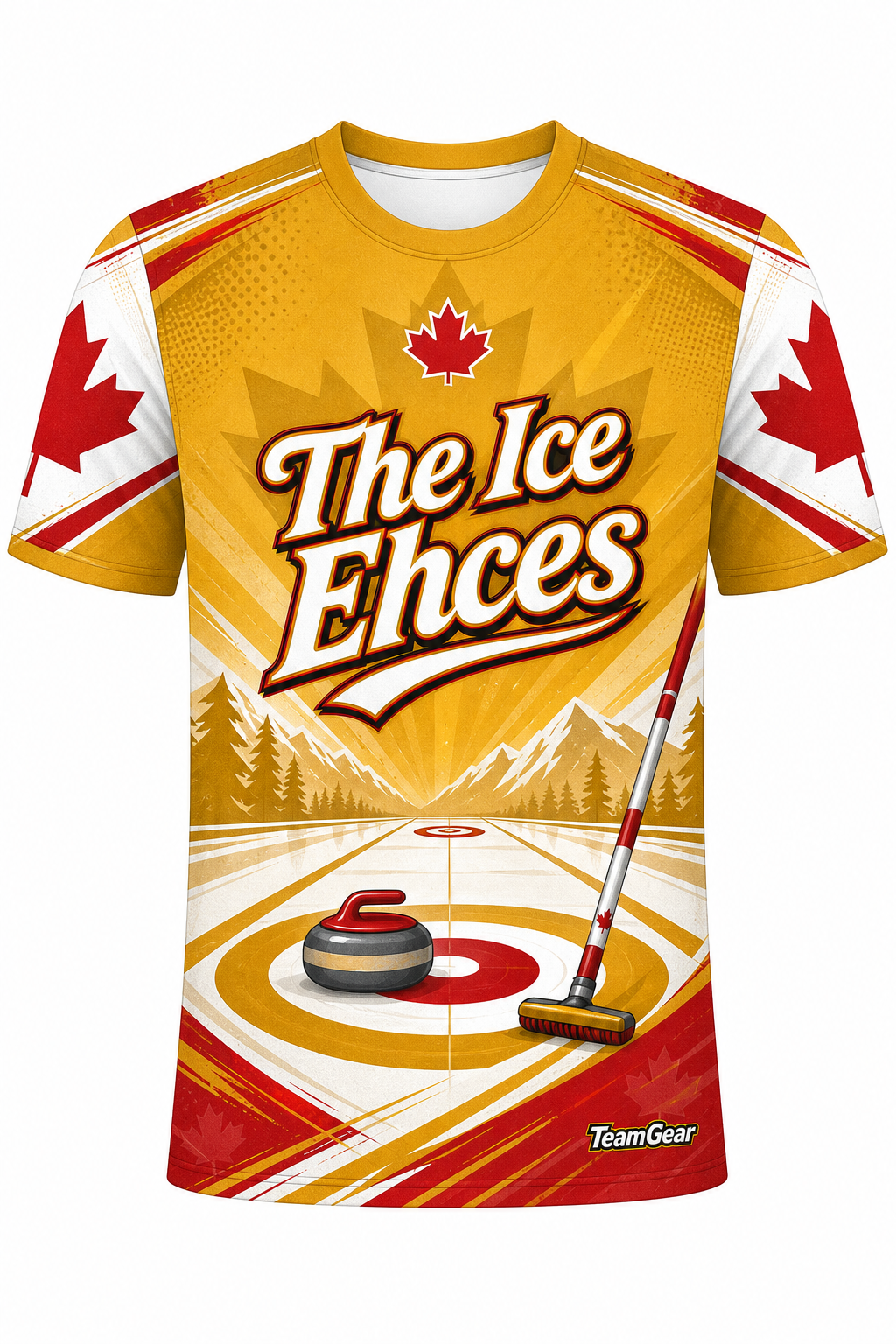 The Ice Ehces Gold Curling Jersey design