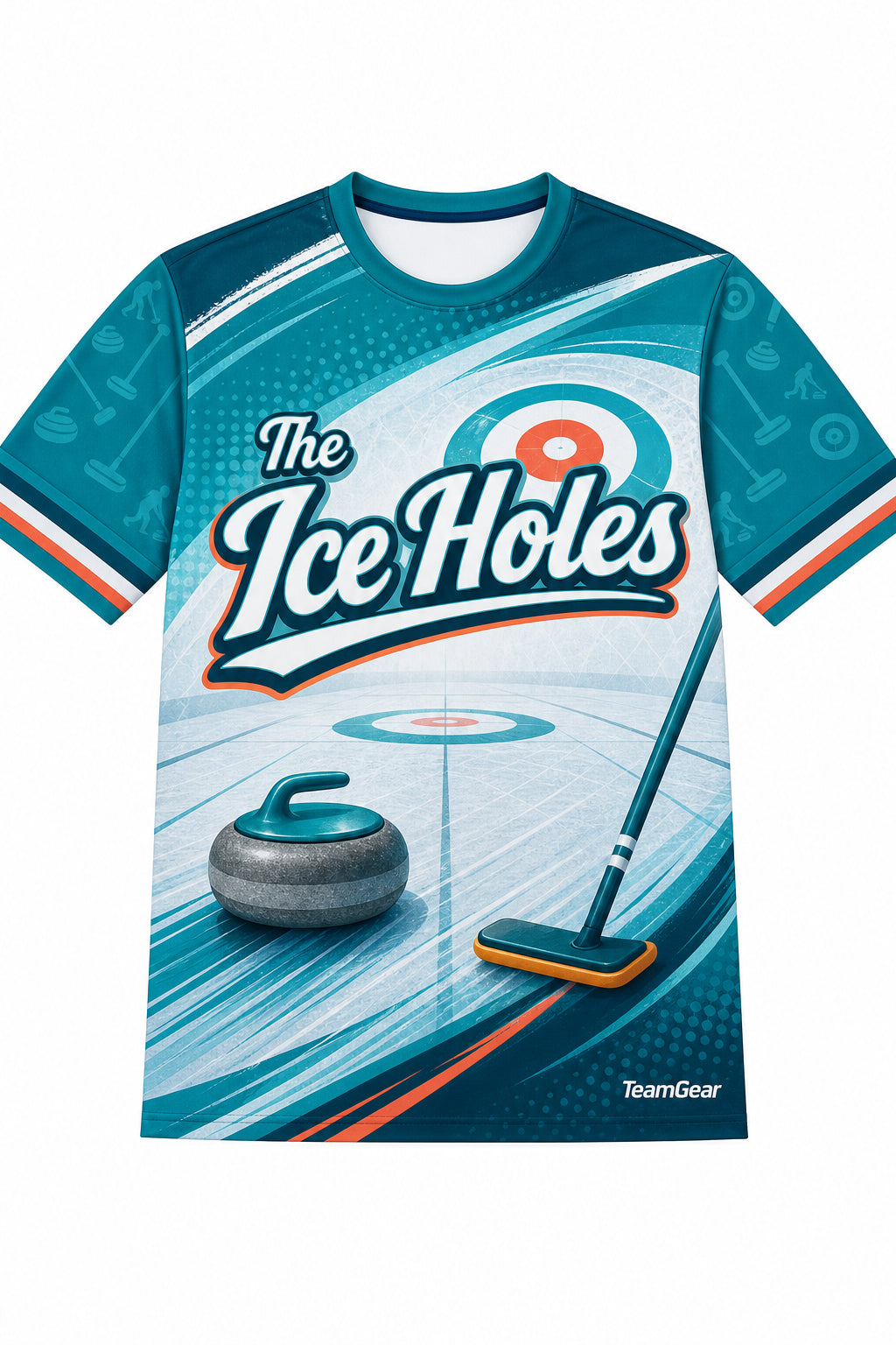 The Ice Holes Teal Curling Jersey design