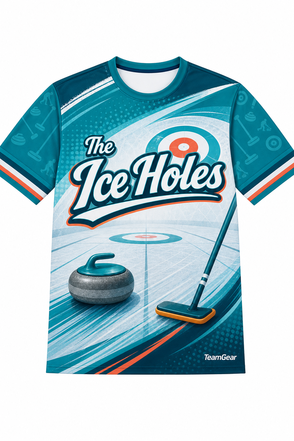 The Ice Holes Teal Curling Jersey design
