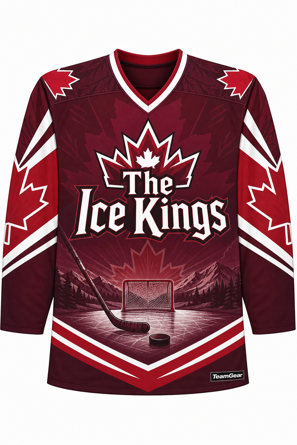 The Ice Kings Maroon Hockey Jersey design