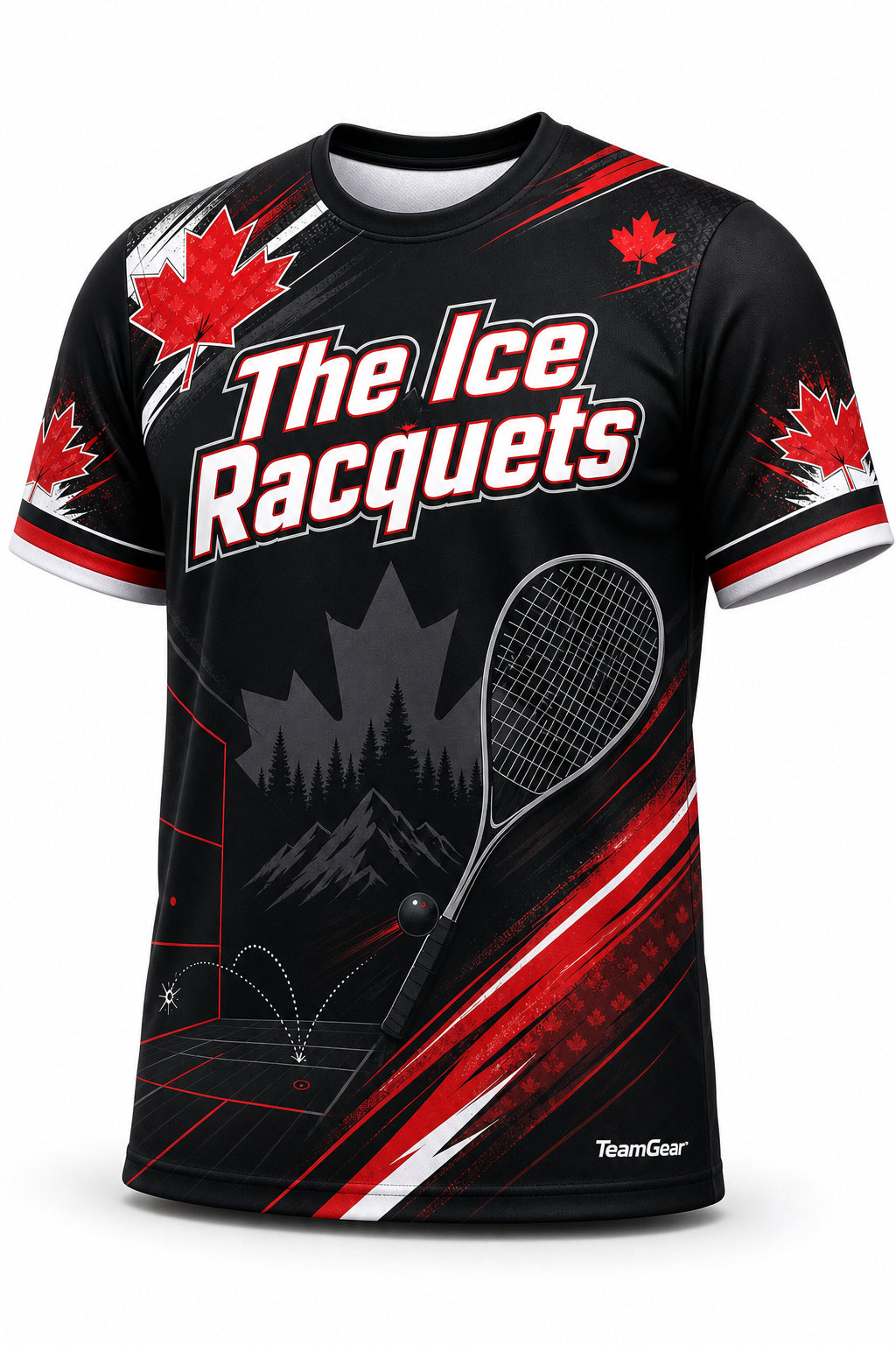 The Ice Racquets Black Squash Jersey - front and back view