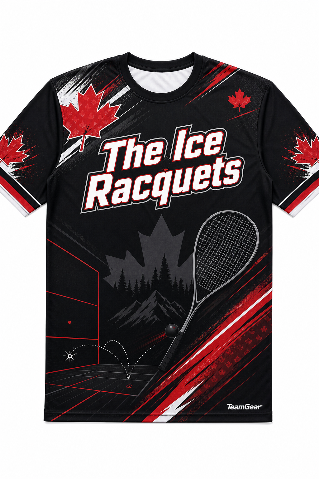 The Ice Racquets Black Squash Jersey with name and number