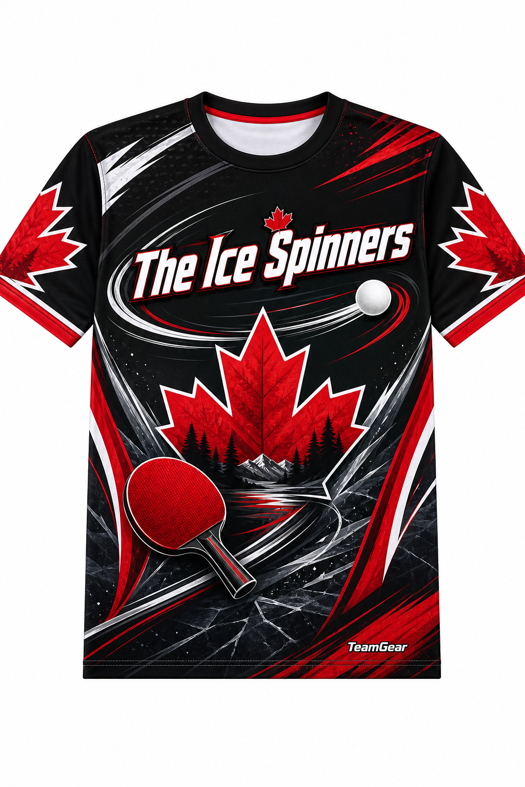 The Ice Spinners Black Table Tennis Jersey with name and number