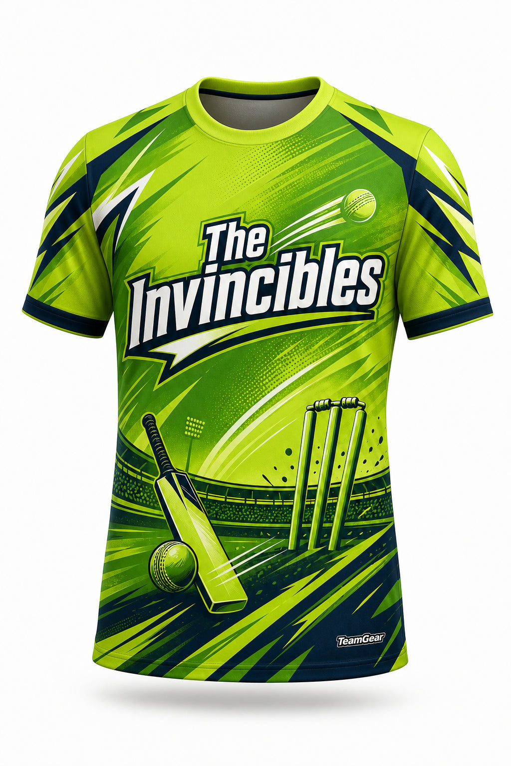 The Invincibles Lime Cricket Jersey - front and back view