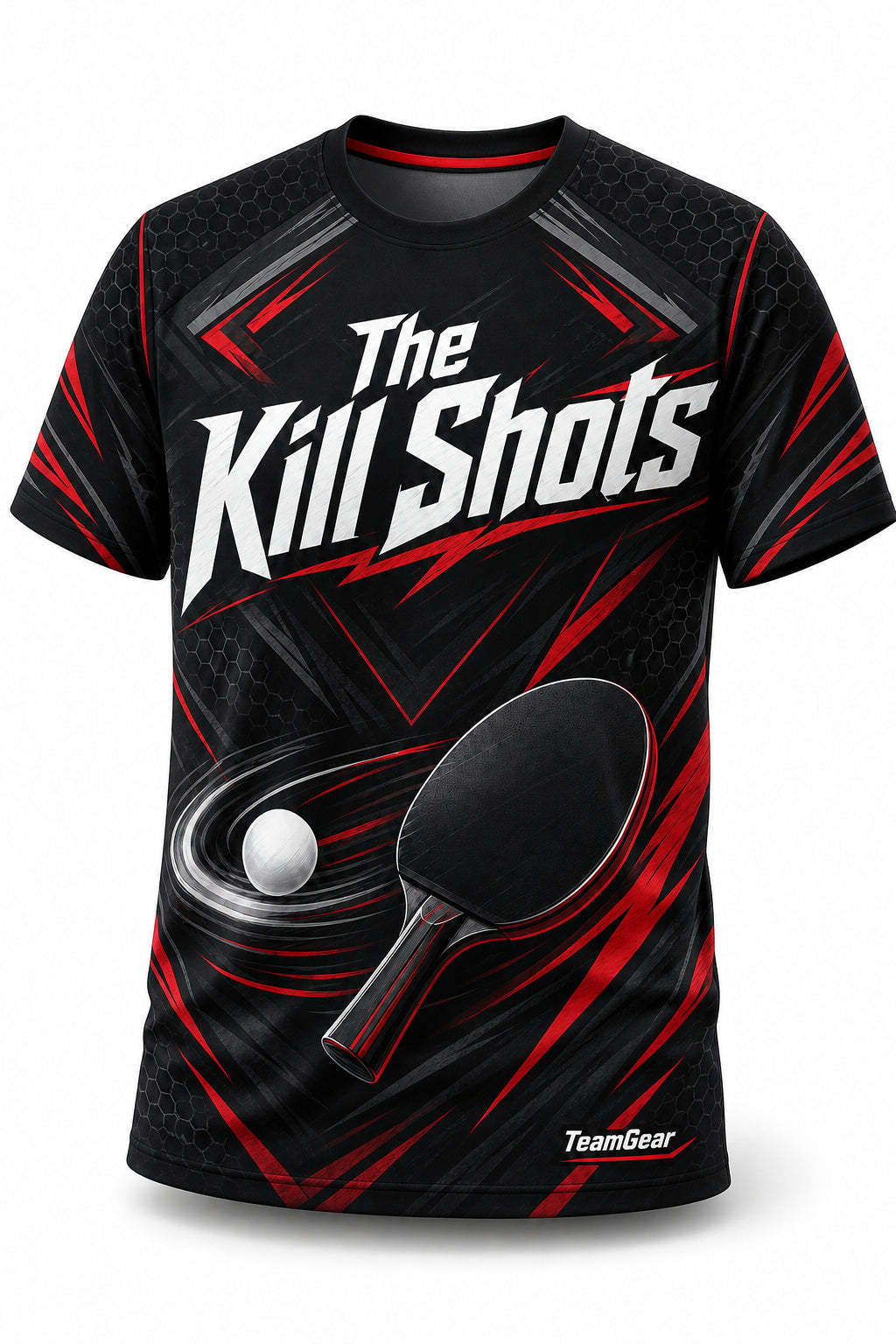 The Kill Shots Black Table Tennis Jersey - front and back view