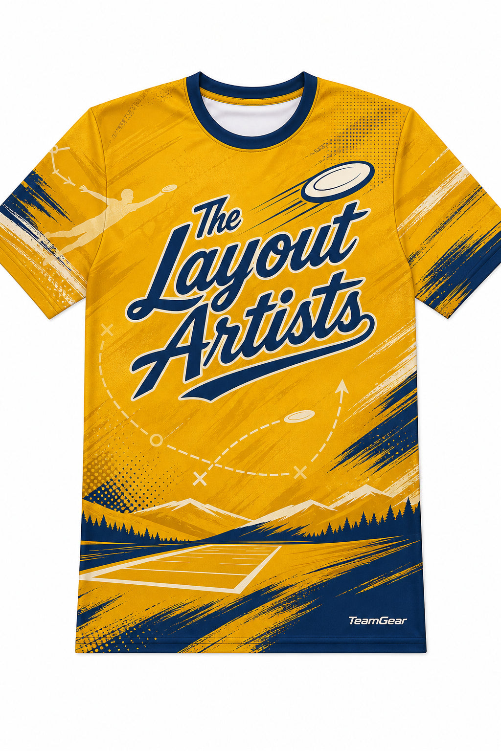 The Layout Artists Gold Ultimate Frisbee Jersey design