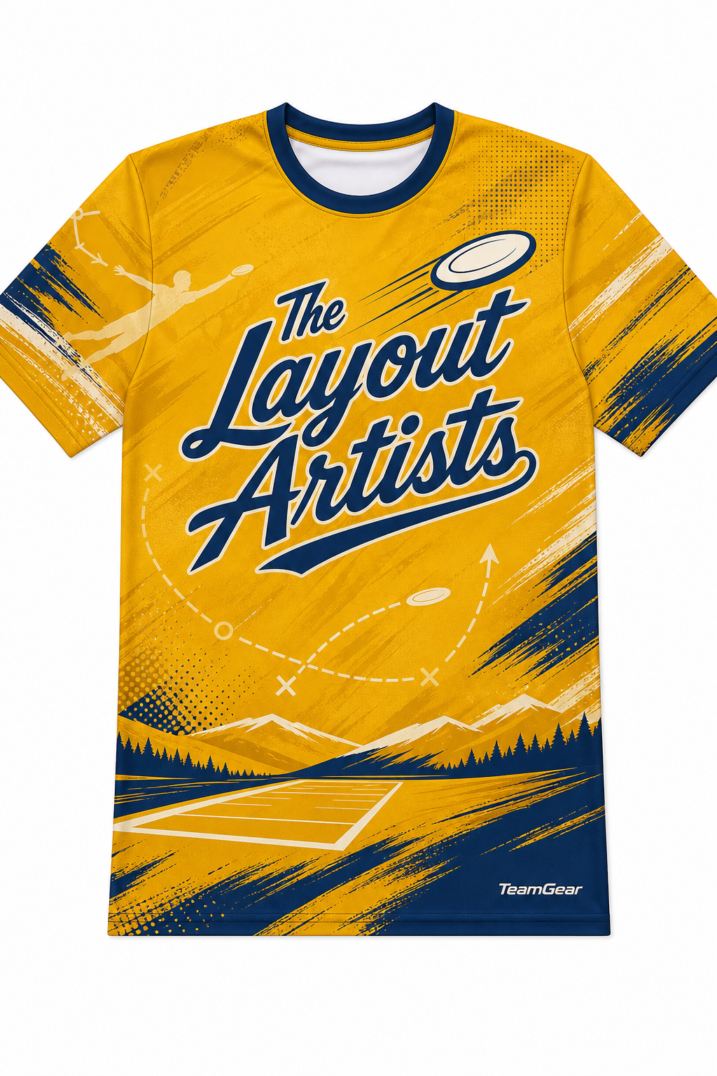 The Layout Artists Gold Ultimate Frisbee Jersey design