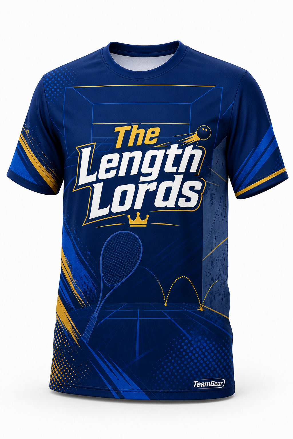 The Length Lords Blue Squash Jersey - front and back view