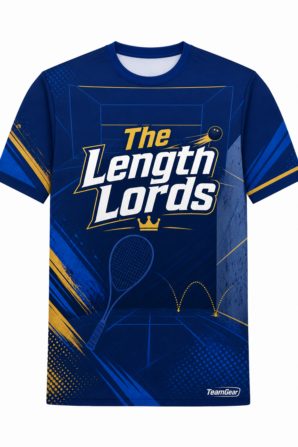 The Length Lords Blue Squash Jersey with name and number