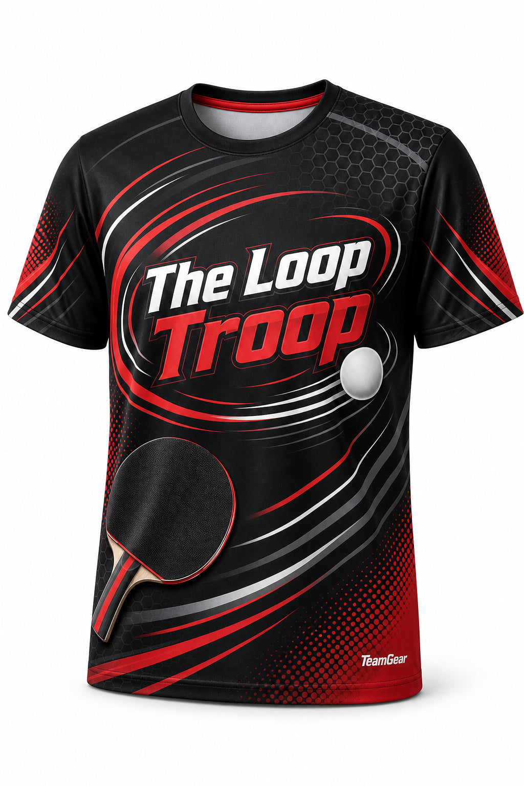 The Loop Troop Black Table Tennis Jersey - front and back view