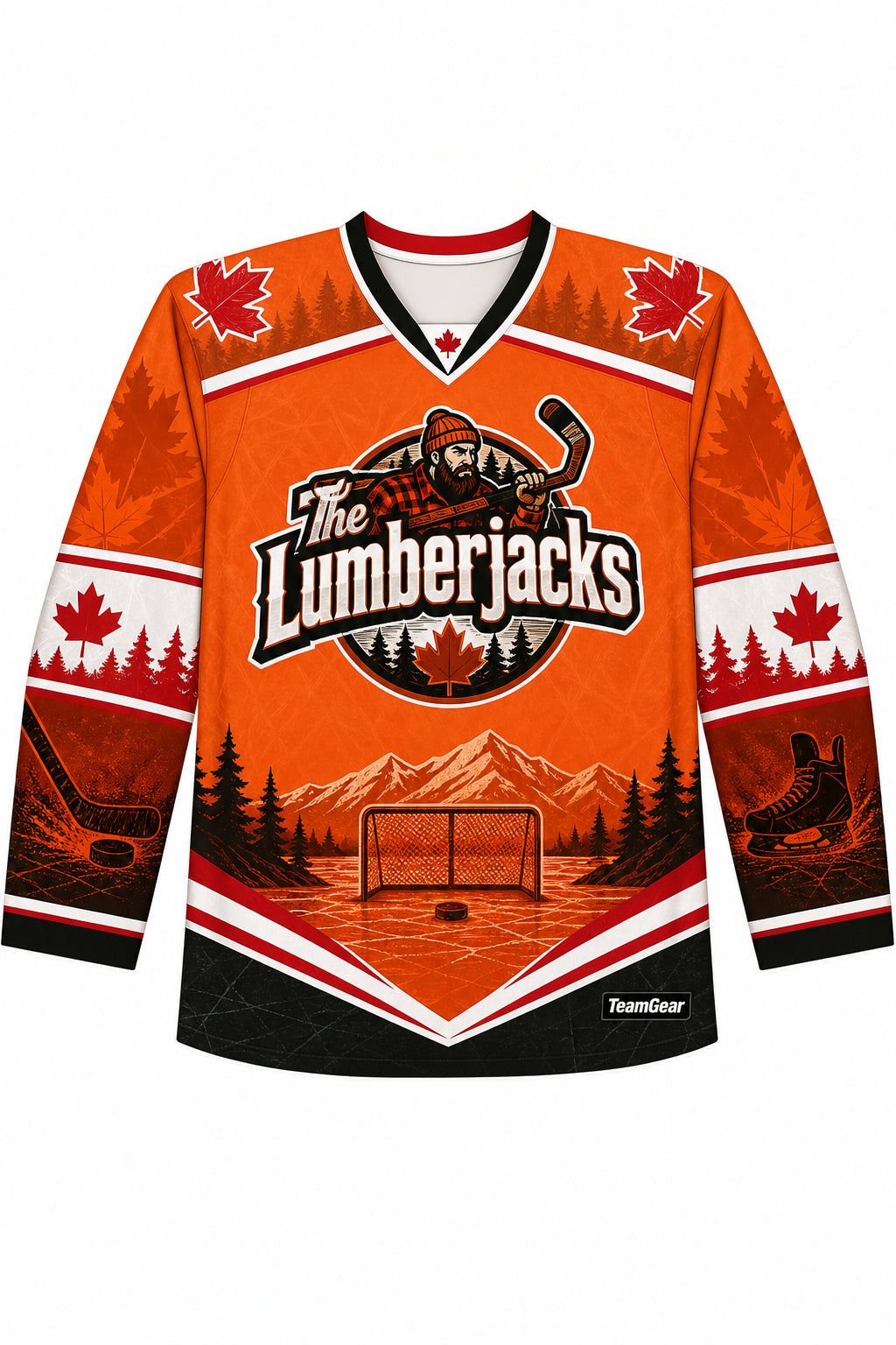 The Lumberjacks Orange Hockey Jersey design