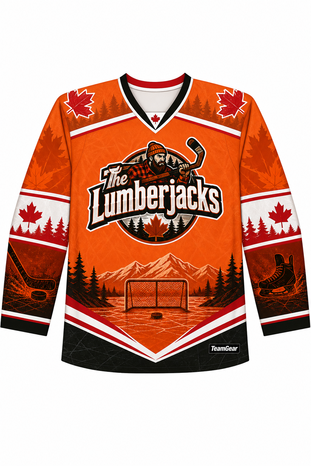 The Lumberjacks Orange Hockey Jersey design