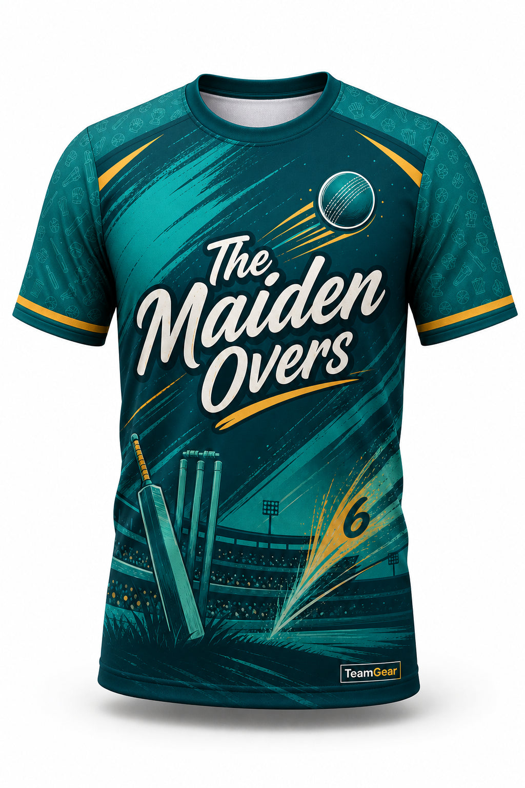 The Maiden Overs Teal Cricket Jersey - front and back view