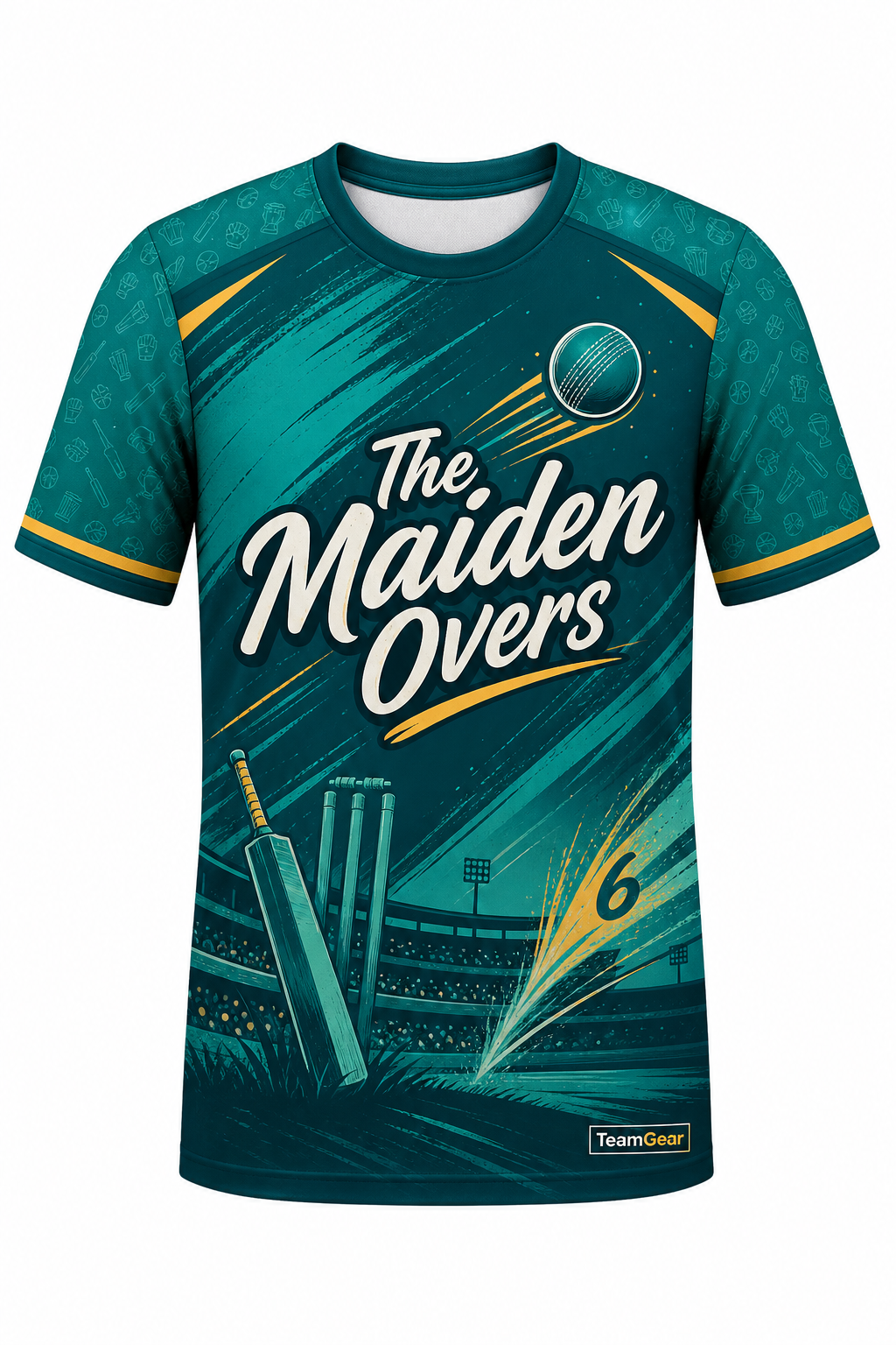 The Maiden Overs Teal Cricket Jersey design