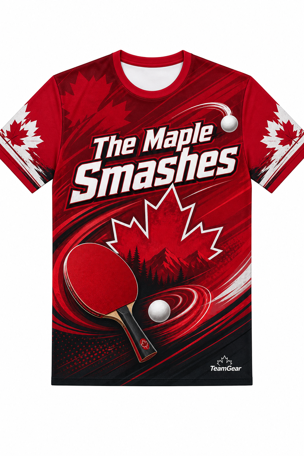 The Maple Smashes Crimson Table Tennis Jersey with name and number