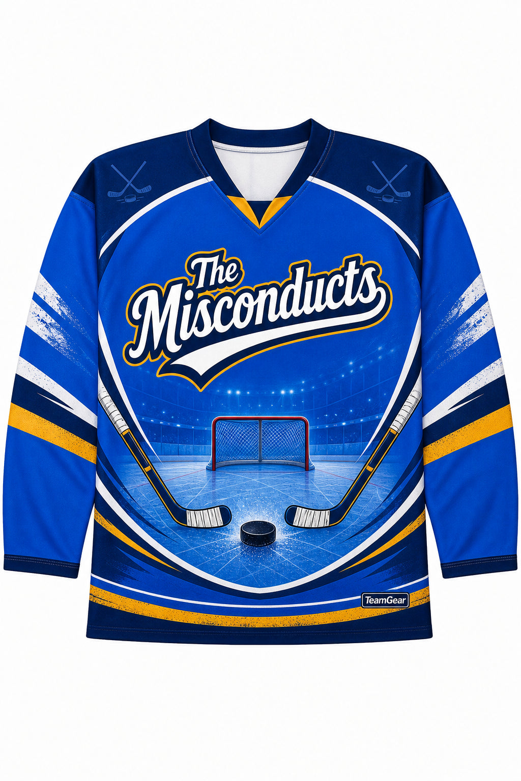 The Misconducts Blue Hockey Jersey design