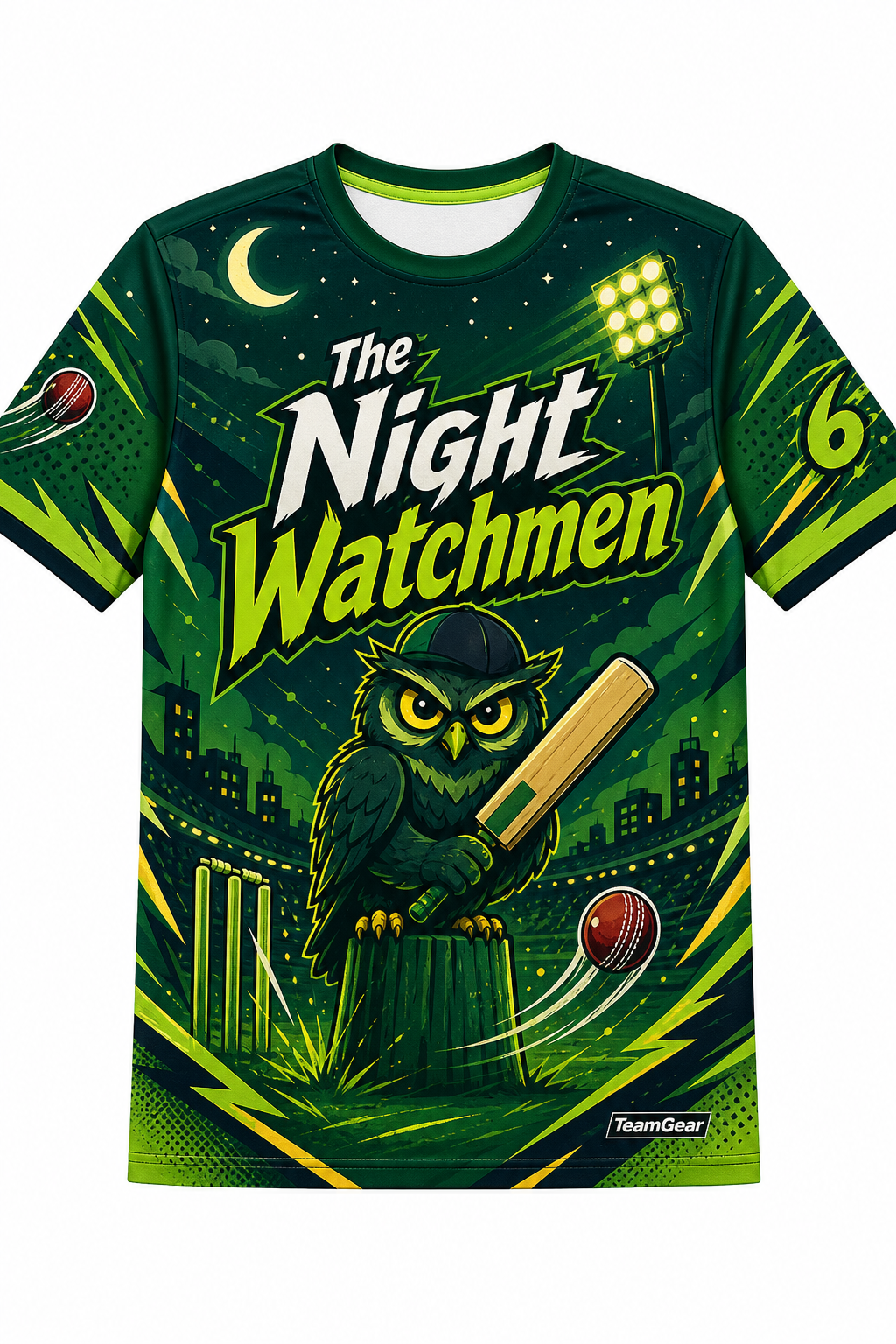 The Night Watchmen Green Cricket Jersey design