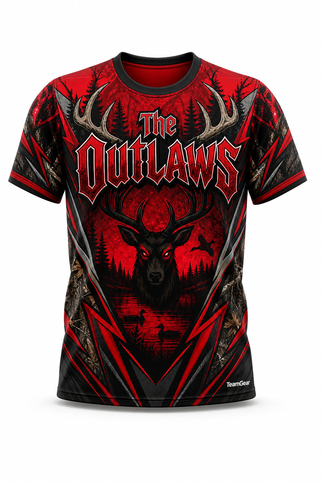 The Outlaws Red Hunting Jersey - front and back view