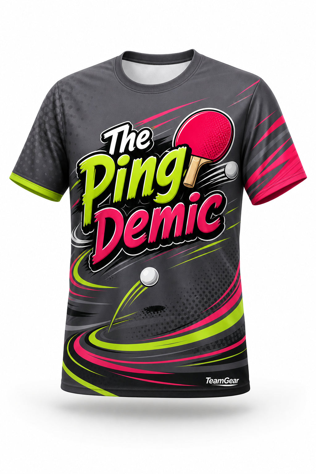 The Ping Demic Grey Table Tennis Jersey - front and back view