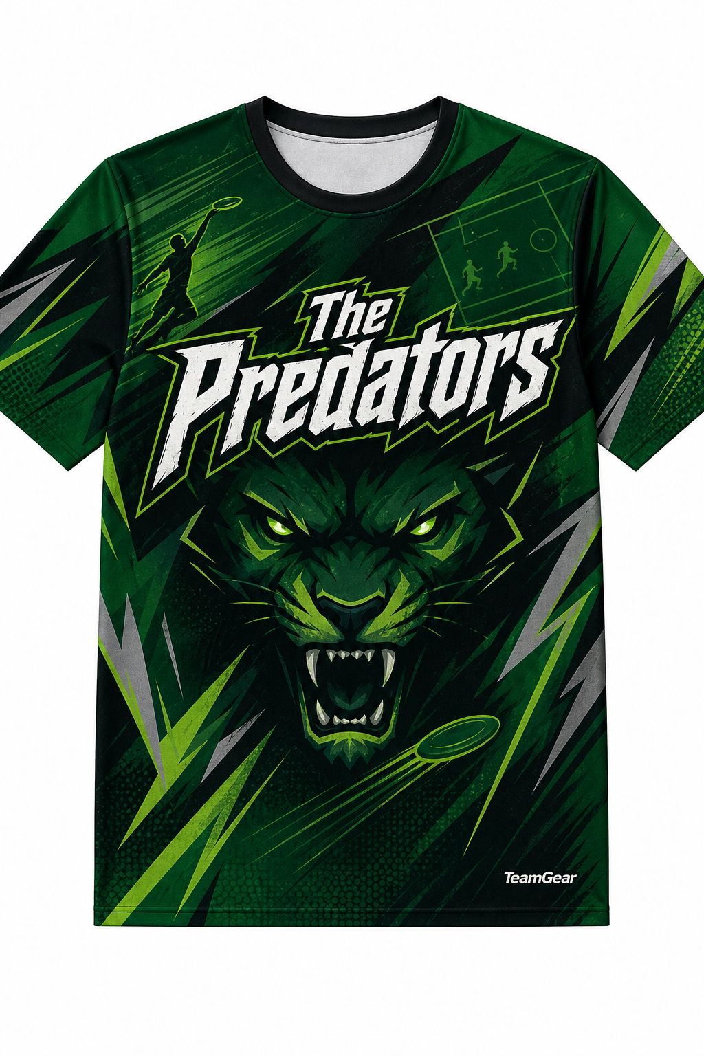 The Predators Green Ultimate Frisbee Jersey design