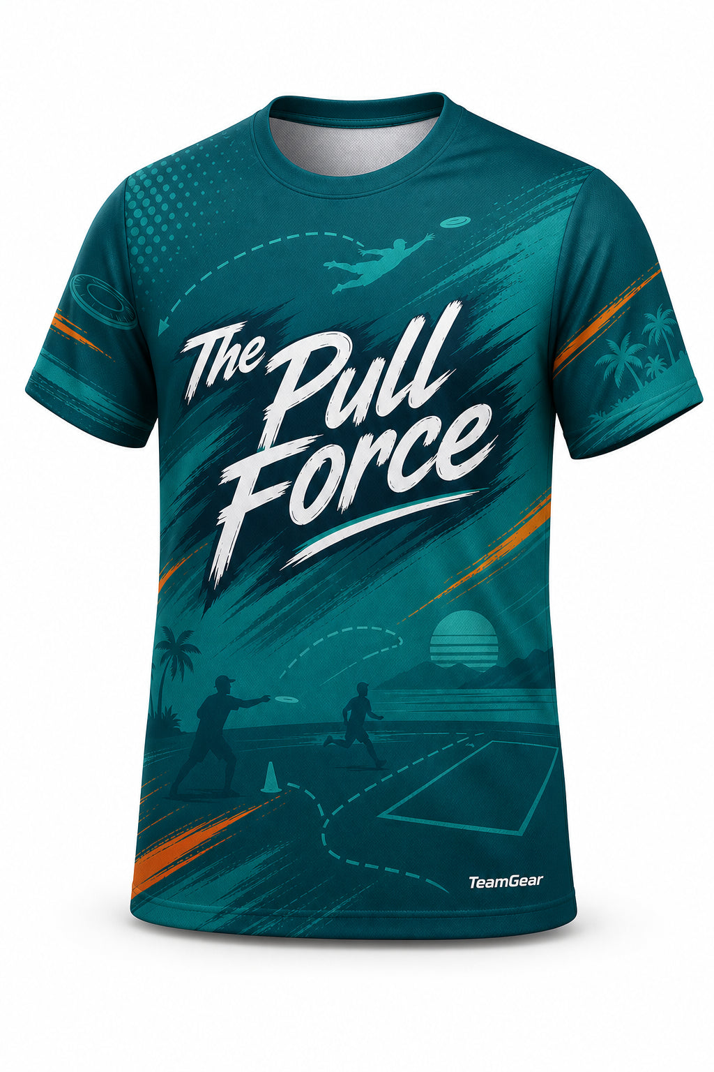 The Pull Force Teal Ultimate Frisbee Jersey - front and back view