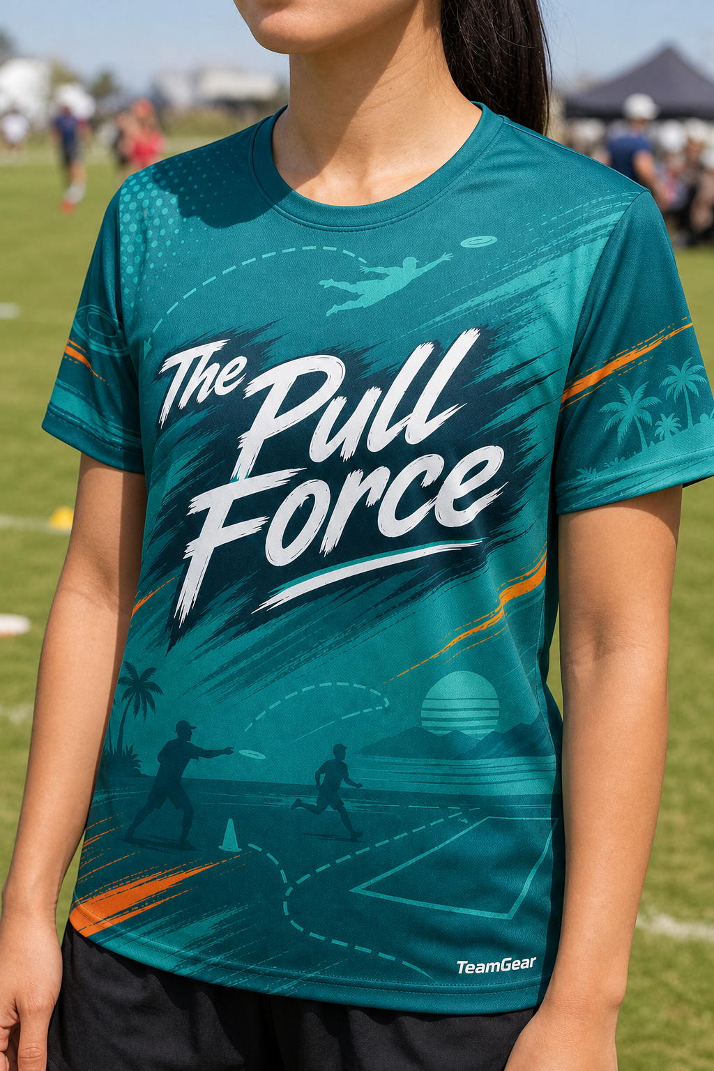 The Pull Force Teal Ultimate Frisbee Jersey — custom ultimate frisbee jersey worn on model — TeamGear Canada