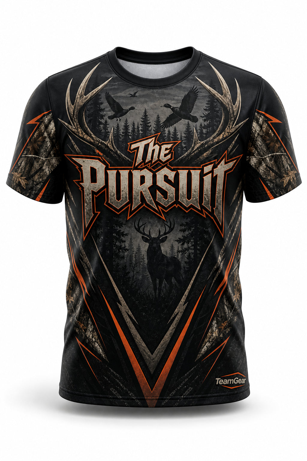 The Pursuit Black Hunting Jersey - front and back view