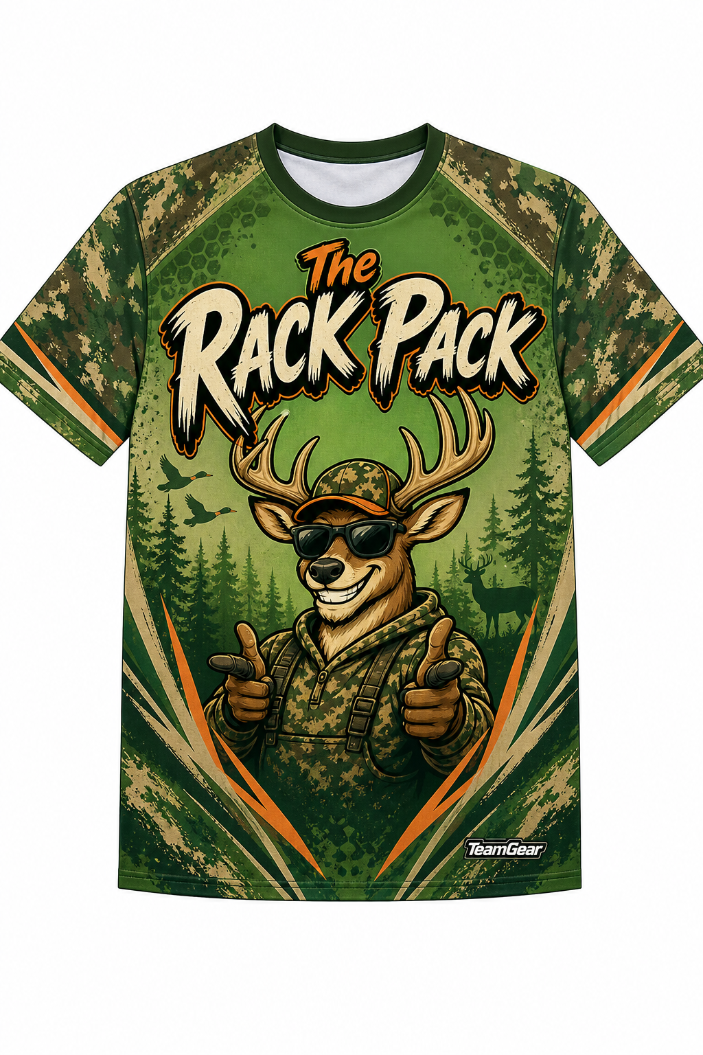 The Rack Pack Green Hunting Jersey design