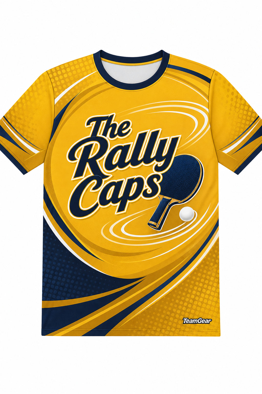 The Rally Caps Gold Table Tennis Jersey with name and number