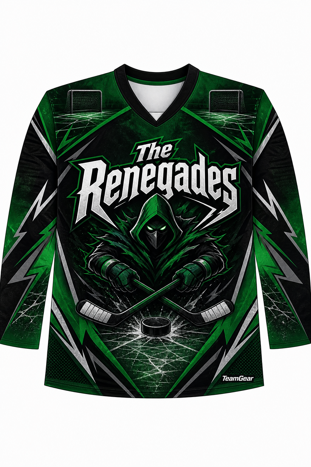 The Renegades Green Hockey Jersey design