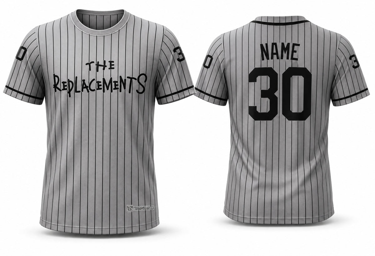 The Replacements Grey Pinstripe Softball Jersey - front and back view