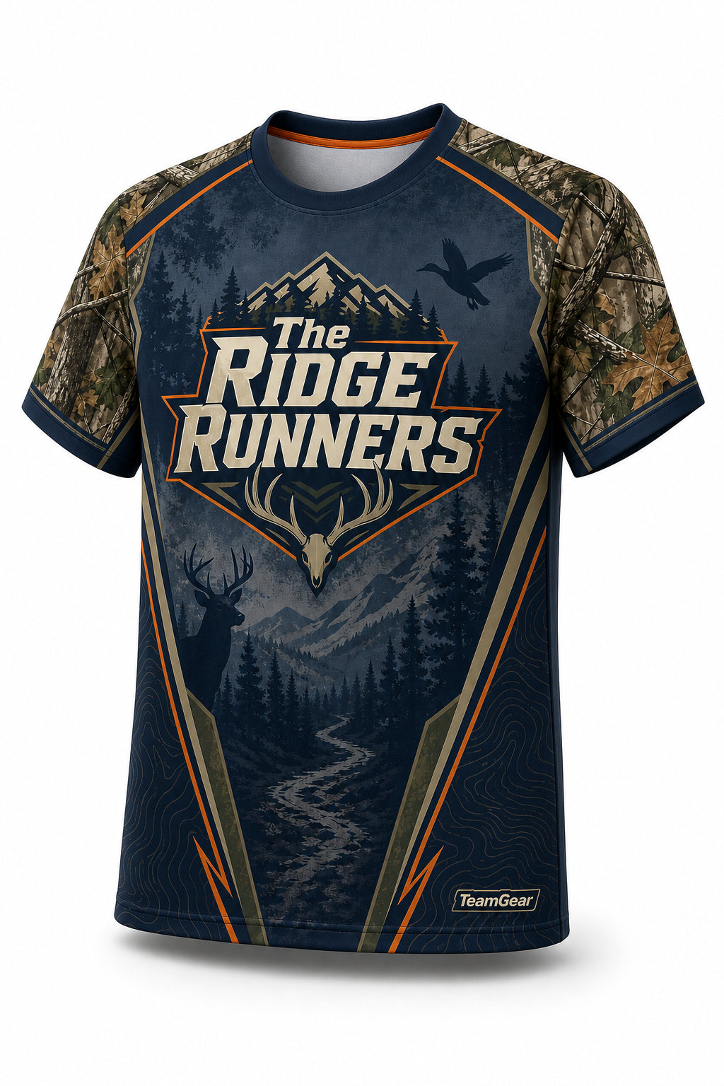 The Ridge Runners Navy Hunting Jersey - front and back view