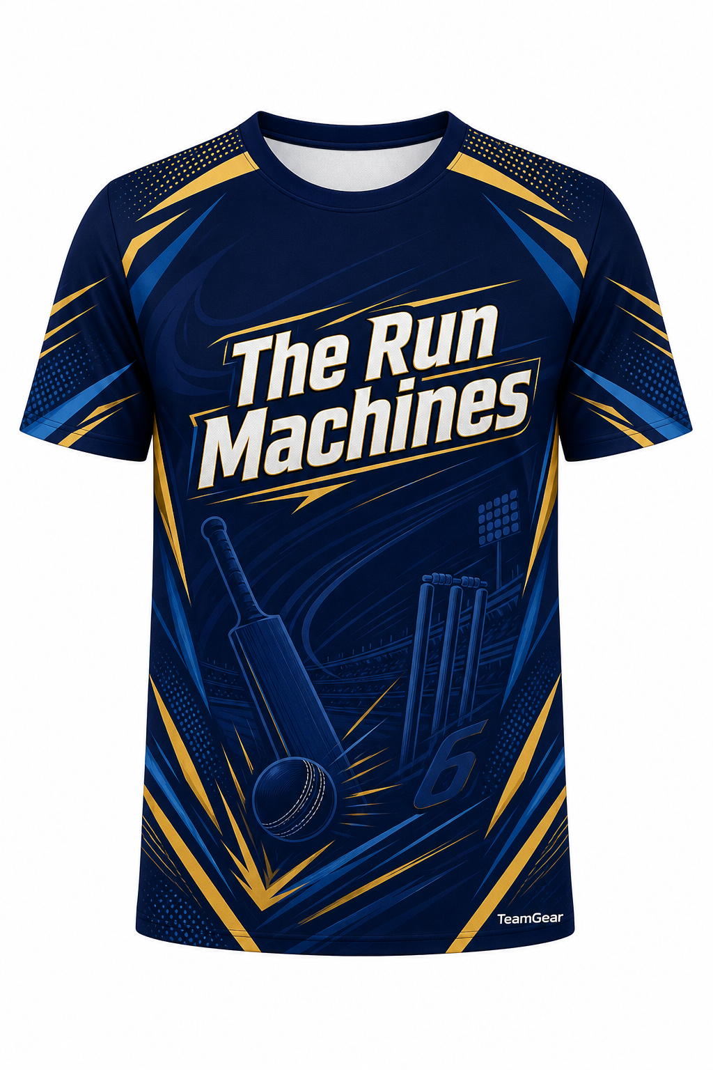 The Run Machines Navy Cricket Jersey design