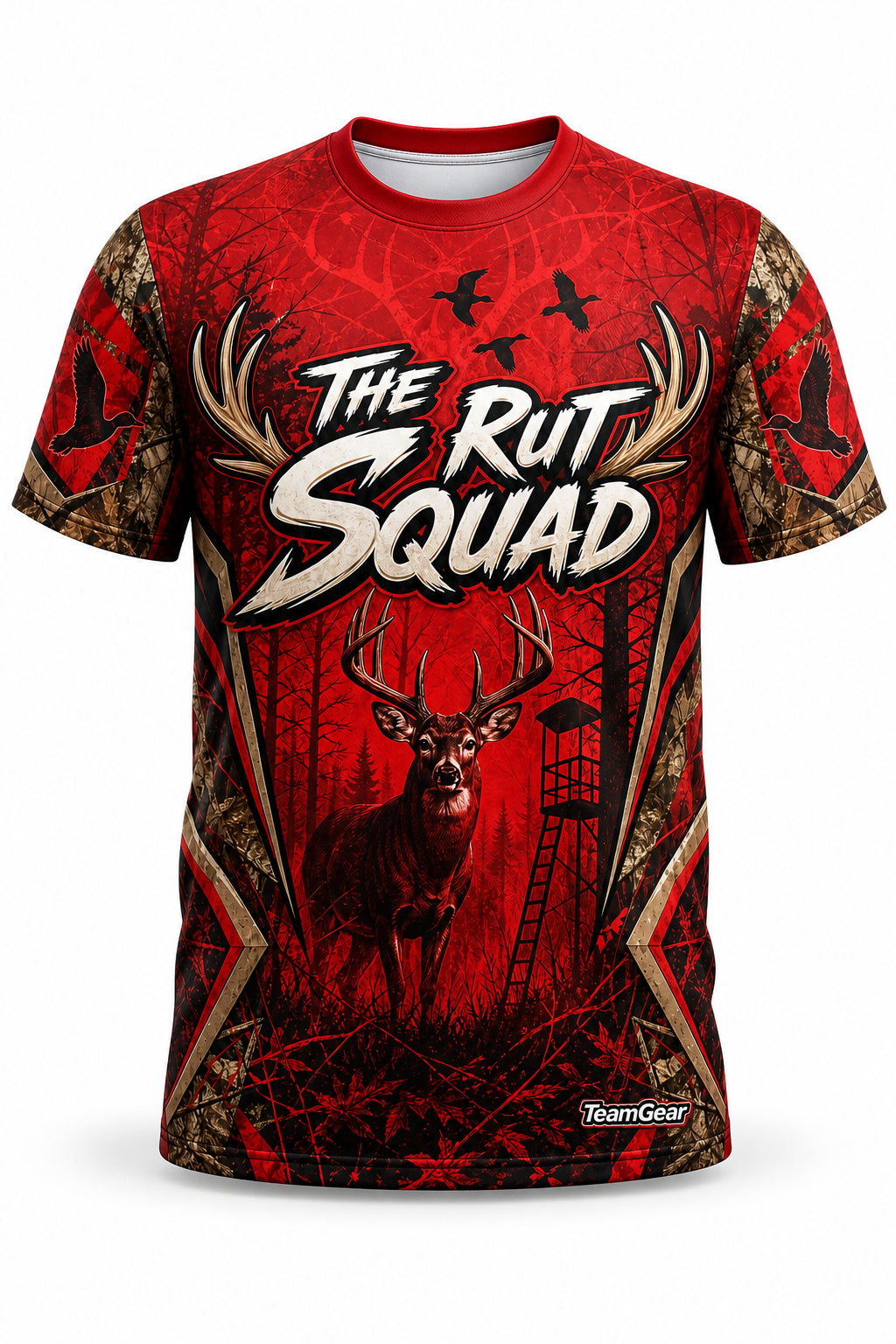 The Rut Squad Red Hunting Jersey - front and back view