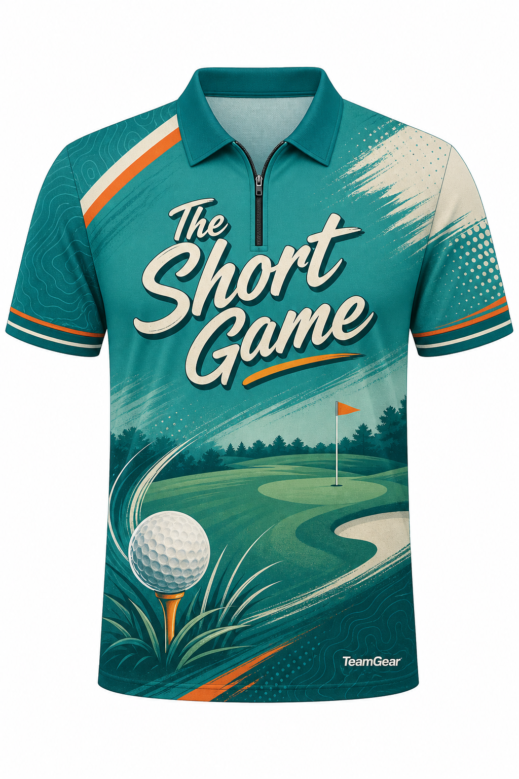 The Short Game Teal Golf Polo design