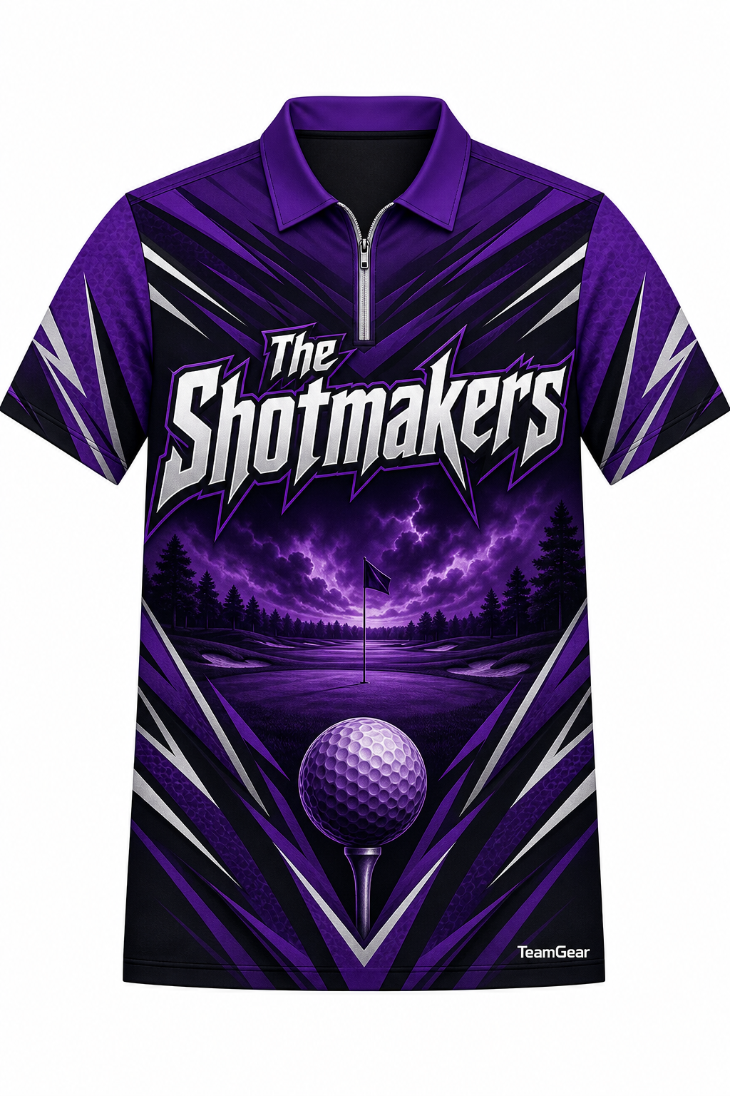 The Shotmakers Purple Golf Polo design