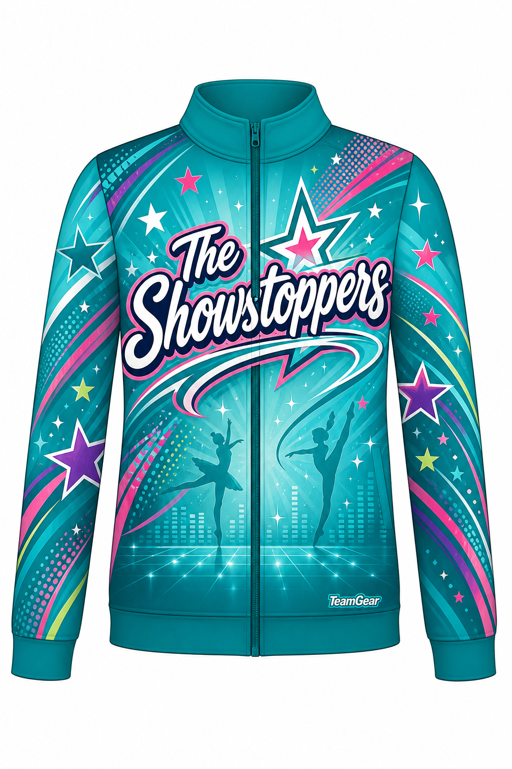The Showstoppers Teal Dance Jacket design