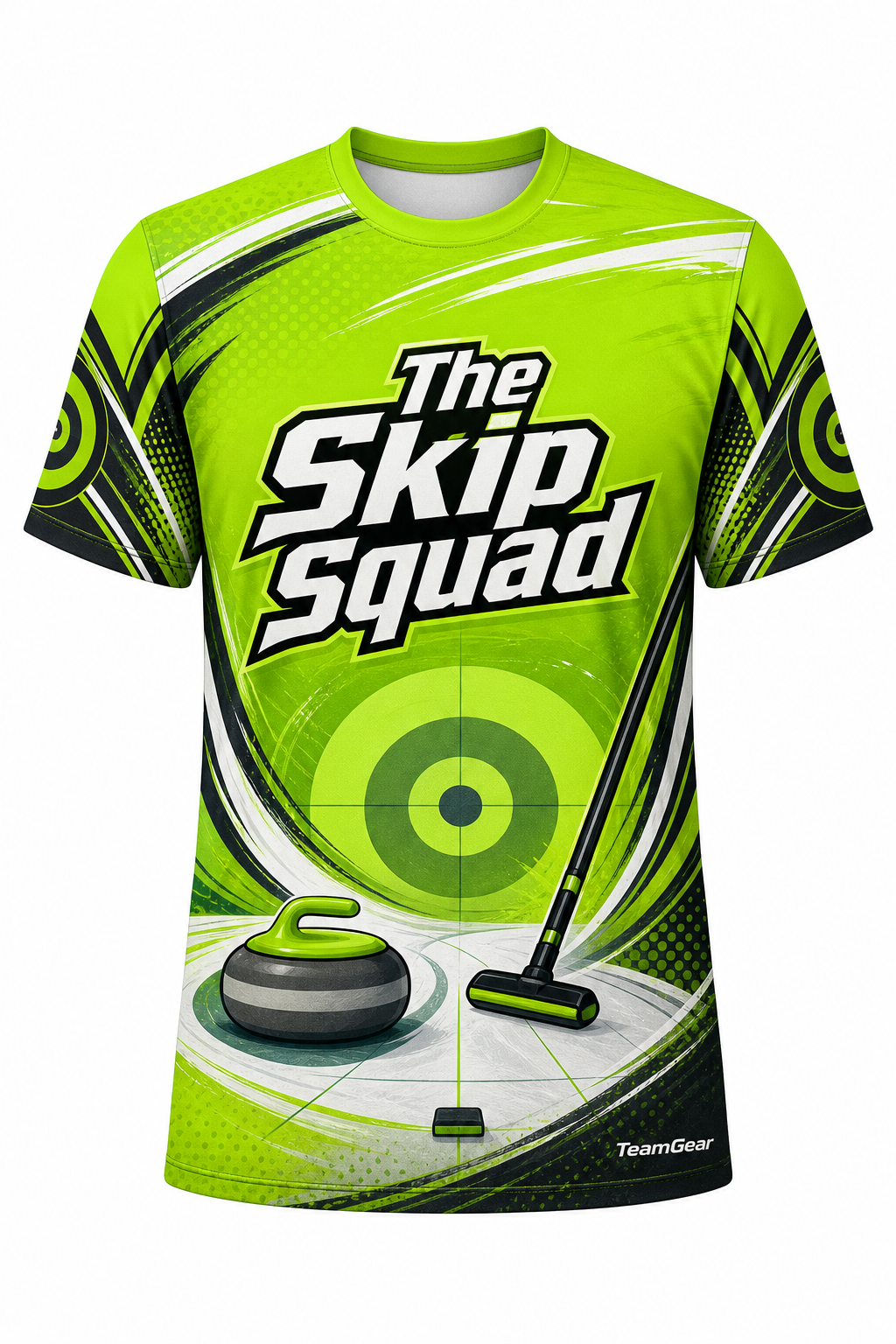 The Skip Squad Lime Curling Jersey design