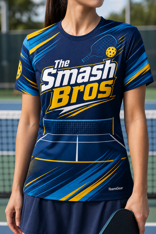 The Smash Bros Navy Pickleball Jersey — custom pickleball jersey worn on model — TeamGear Canada
